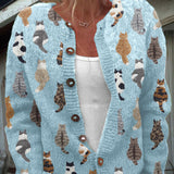Graziella™ | Cardigan met Kattenprint en Comfortabele Pasvorm
