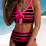 Laluna® | Gestreepte Hoge Taille Bikini