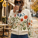 Gabriele | Giacca a maglia con zip e fiori selvatici