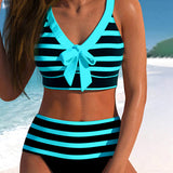 Laluna® | Gestreepte Hoge Taille Bikini