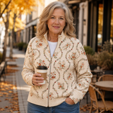 Heike | Giacca a maglia con zip e motivi floreali