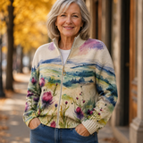 Birgit™ | Cardigan con paesaggio ad acquerello
