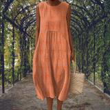 Aikaterini – Elegante mouwloze jurk met zakken