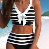 Laluna® | Gestreepte Hoge Taille Bikini