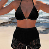 Laluna® | Elegante set van eenzijdige kant bikini