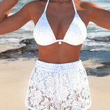 Laluna® | Elegante set van eenzijdige kant bikini