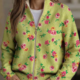 Dagmar™ | Cardigan con fiori su verde lime