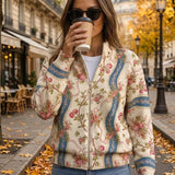 Roswitha | Giacca a maglia con cerniera e rose