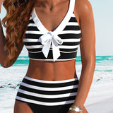 Laluna® | Gestreepte Hoge Taille Bikini