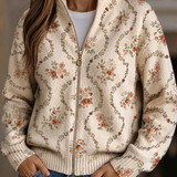 Heike | Giacca a maglia con zip e motivi floreali