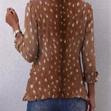 Nicole™ | Blazer in Marrone con Stampa a Pois
